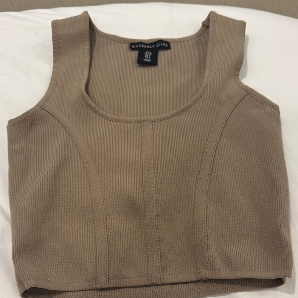 Sincerely Jules Brown Fitted Bustier Crop Tank